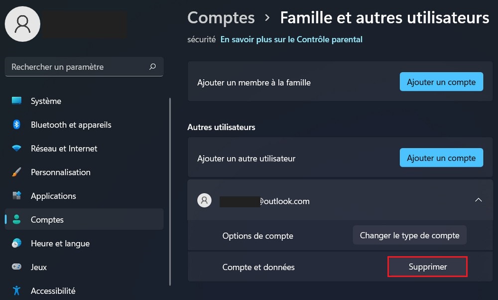 احذف حساب المستخدم في Windows 11