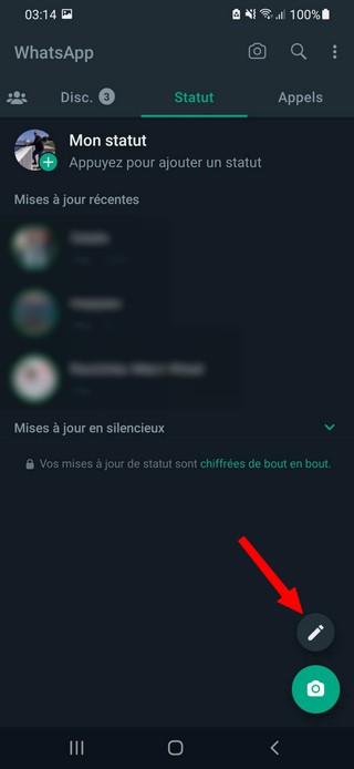 اضغط على أيقونة قلم الرصاص