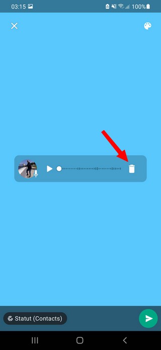 اضغط على أيقونة سلة المهملات