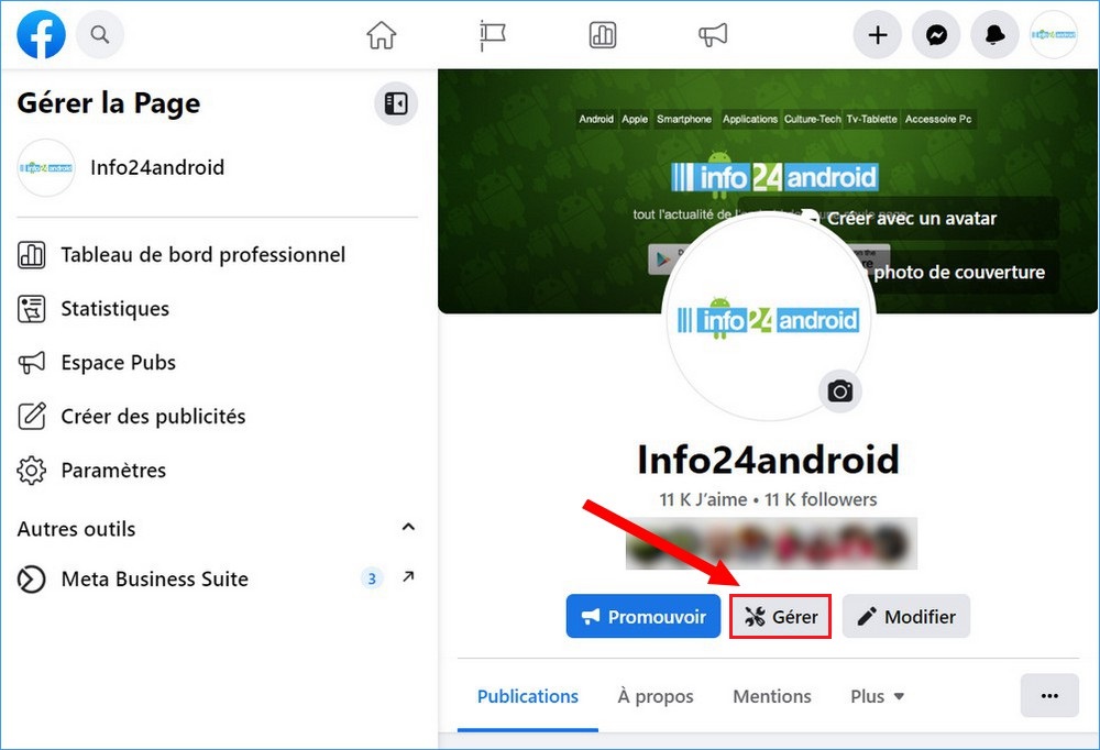 انقر فوق الزر إدارة