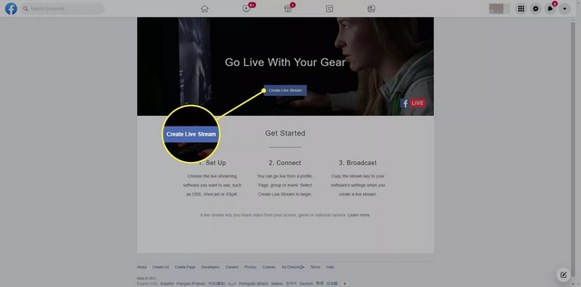 حدد إنشاء بث مباشر