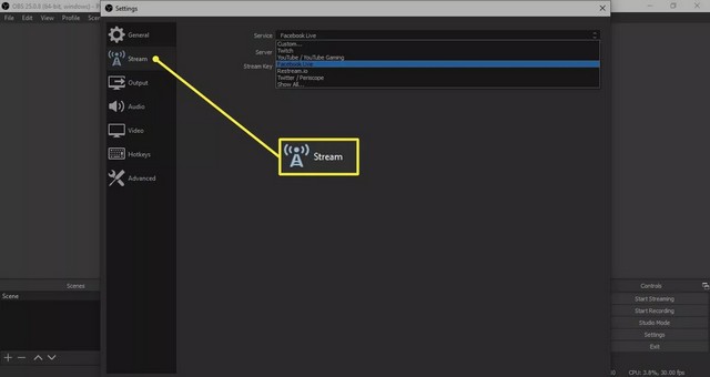 حدد Facebook Live