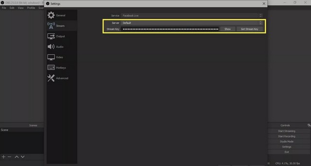 دفق الألعاب إلى Facebook