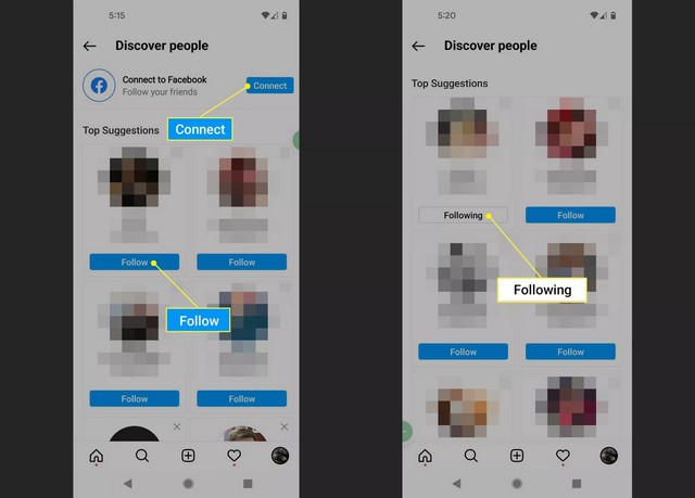 ابحث عن أصدقائك على Facebook على Instagram