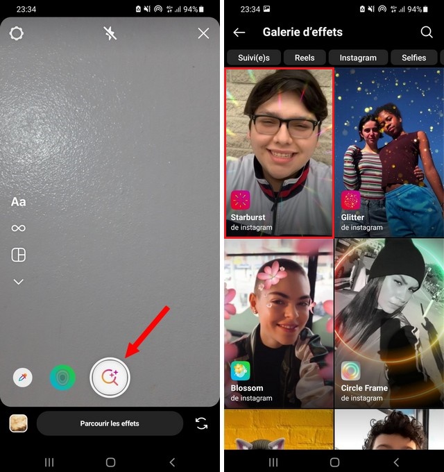 ابحث عن المرشحات على Instagram