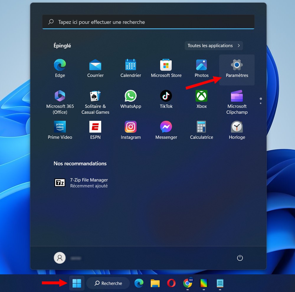 افتح إعدادات Windows 11