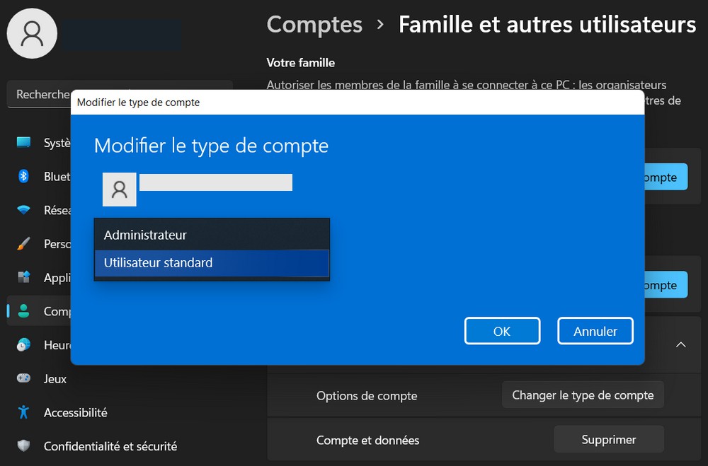 تغيير نوع الحساب