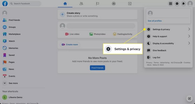 حدد الإعدادات والخصوصية