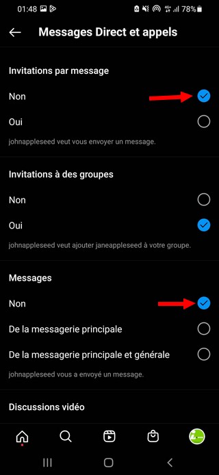 تعطيل إيصالات قراءة Instagram