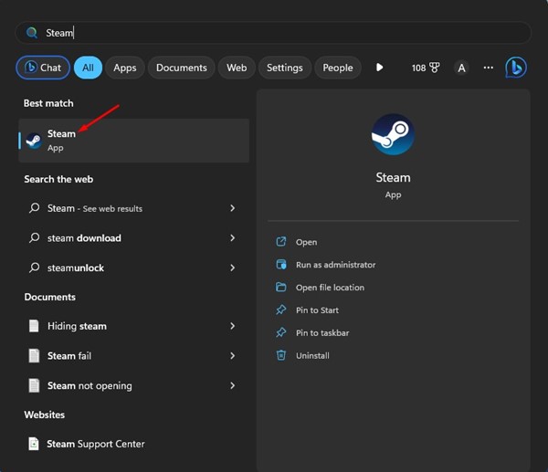 افتح عميل سطح المكتب Steam
