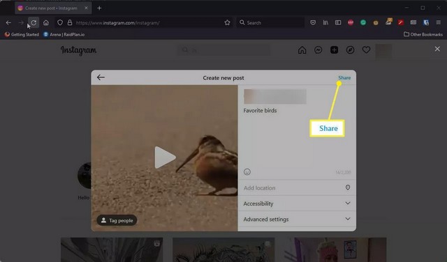 مشاركة فيديو youtube على instagram