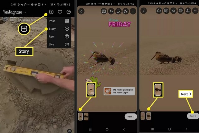 انشر مقطع فيديو على Instagram كقصة