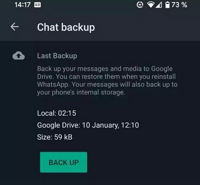 قم بعمل نسخة احتياطية من دردشة WhatsApp الخاصة بك