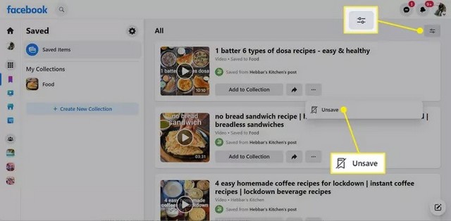 ابحث عن مشاركاتك المحفوظة على Facebook