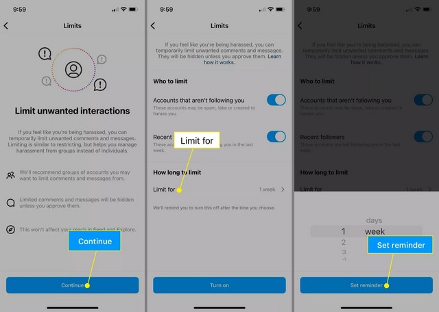 حدد تعيين تذكير