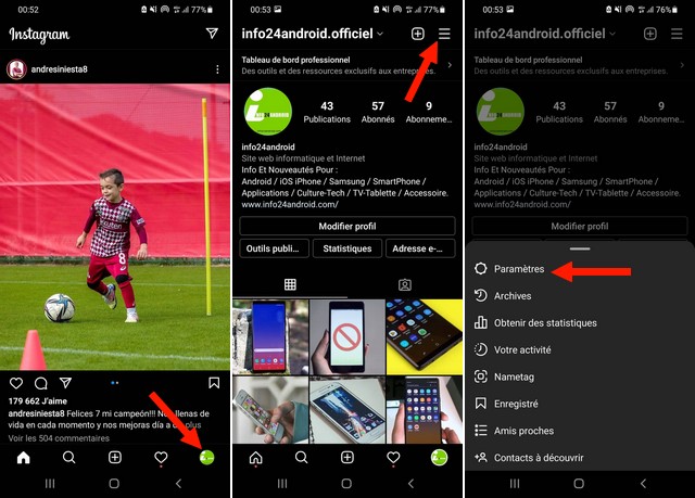 حدد إعدادات Instagram