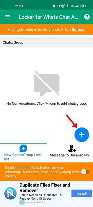 قفل محادثات Whatsapp