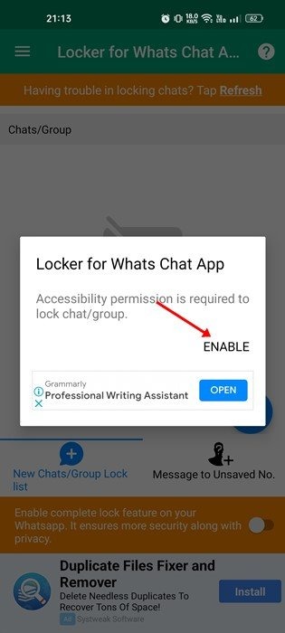 Locker لتطبيق Whats Chat