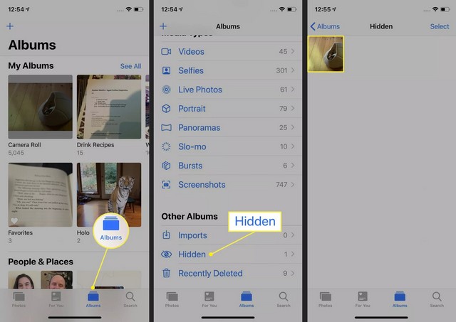 عرض الصور المخفية على iPhone