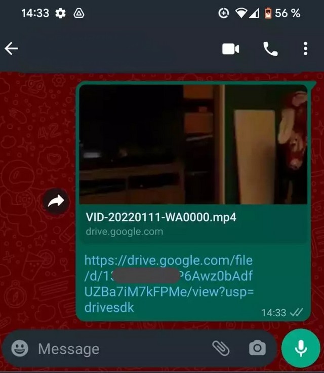 الصق الرابط في نافذة WhatsApp