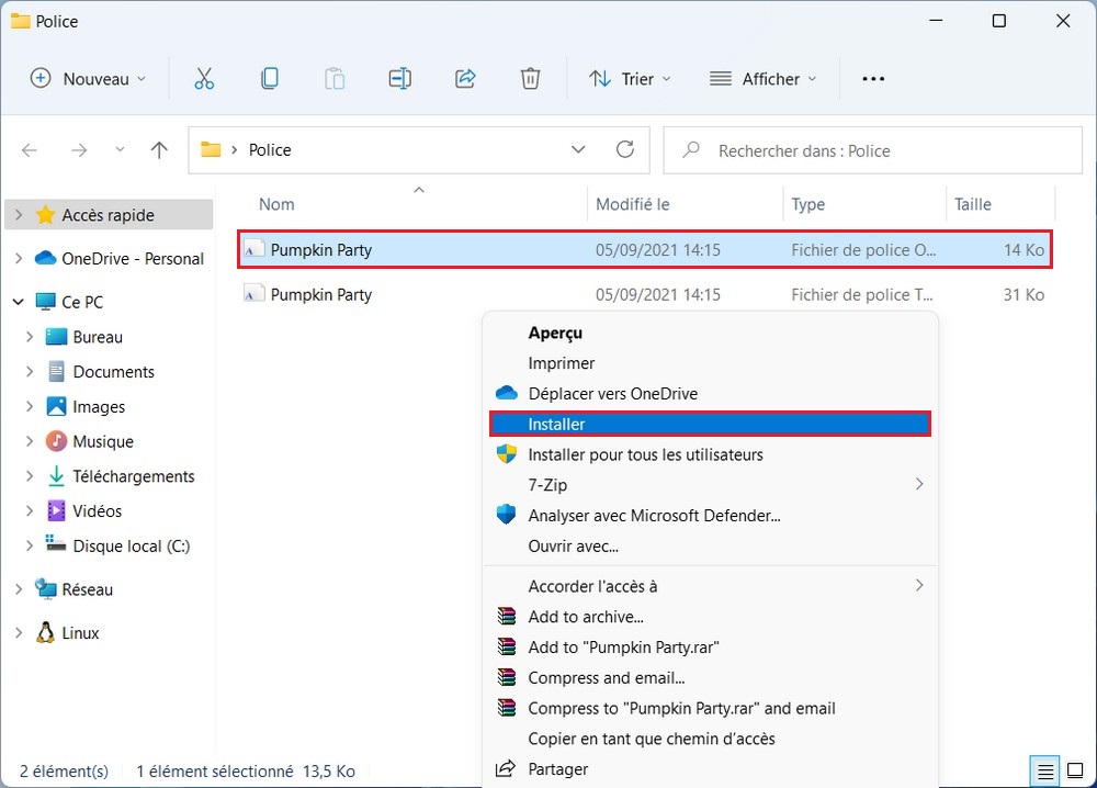 قم بتثبيت الخط