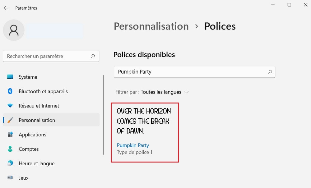 تحقق مما إذا تم تثبيت الخط