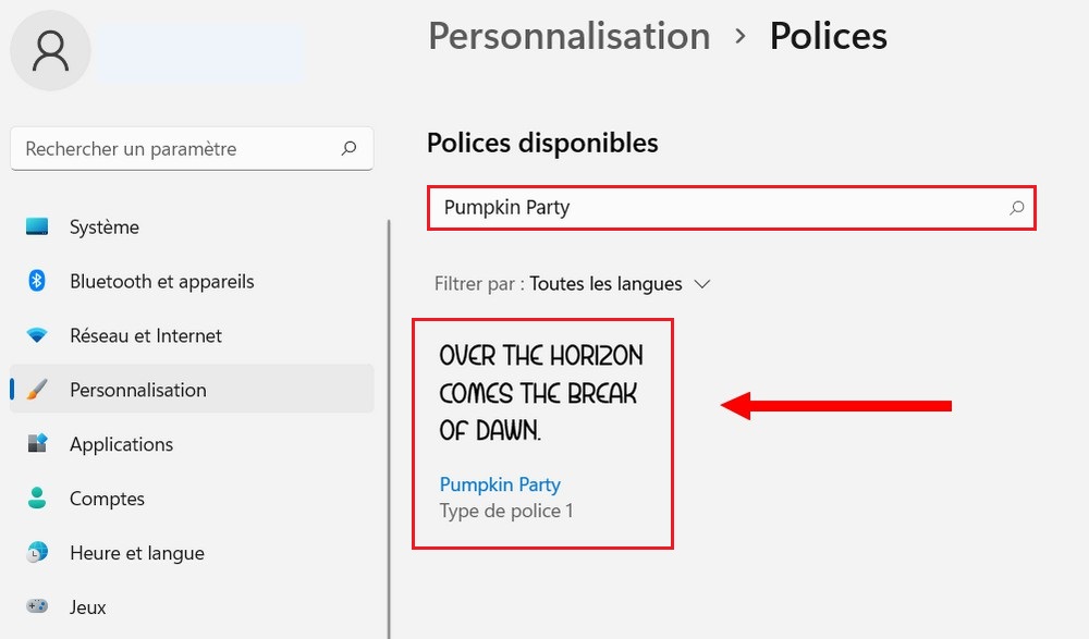 قم بإلغاء تثبيت خط