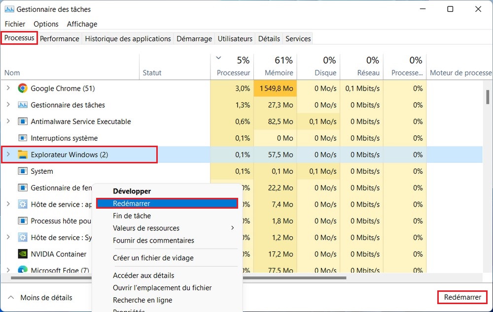 أعد تشغيل مستكشف Windows